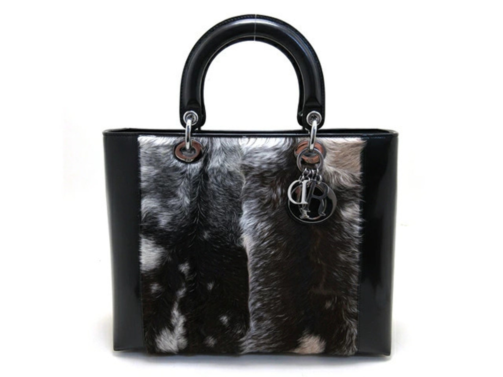 Christian Dior Lady handbag enamel fur
